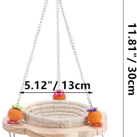 Bird Hammock Bed Hanging Swing Nest Cotton Weave Hemp Rope Hut with Colorful Bells and Chew Toy for Parrot Parakeet Cockatiel Conure Lovebird Budgie