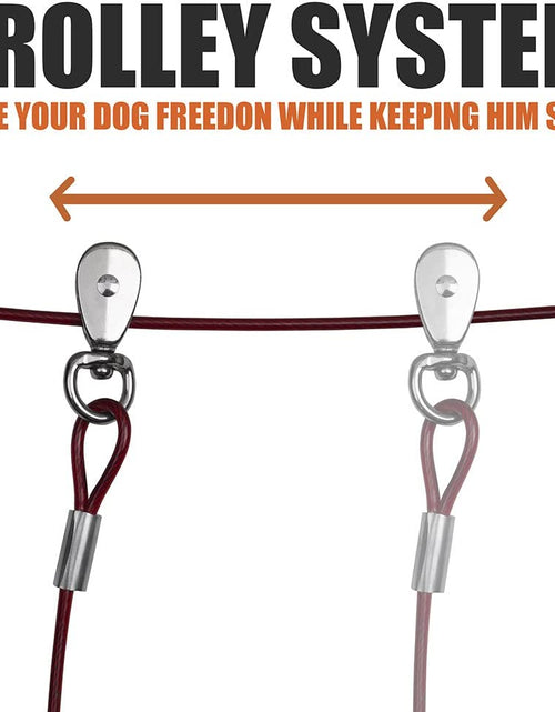 Load image into Gallery viewer, Pet Tie Out Cable for Dogs up to 90/125/ 250 Pounds, 25/30 Feet (125Lbs/ 60Ft/ Trolley)
