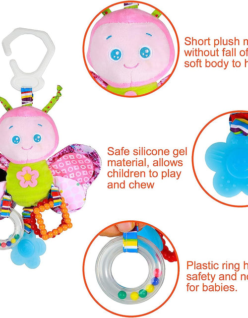 Load image into Gallery viewer, Baby Stroller Toy and Car Seat Toy for Infant with Teether Hanging Rattle Toys Clip on Stroller Toy Soft Plush Baby Toys for Boys and Girls 3-12 Months
