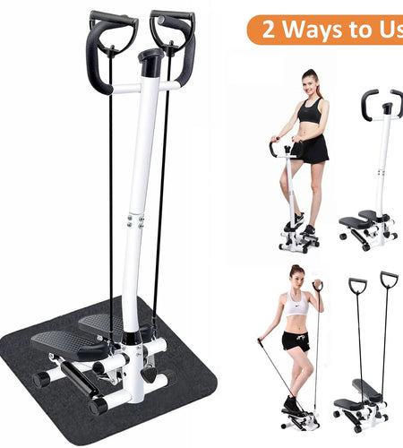 Steppers for Exercise, Mini Stair Stepper with Resistance Bands and Handlebar, 2 Ways to Use, Stair Climber Fitness Exercise Equipment for Full Body Training, 330 Lbs Weight Capacity