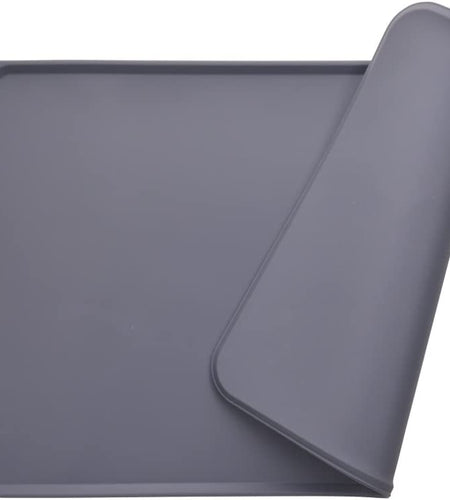 Dog Food Mat, Silicone Dog Cat Bowl Mat, Non Slip Pet Feeding Mat Waterproof Dog Placemat for Small Animals (18.5"X11.8", Grey)