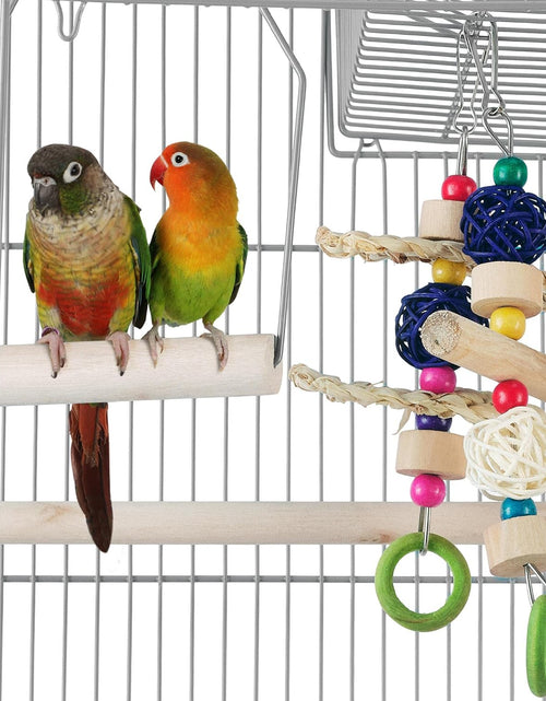 Load image into Gallery viewer, Metal Roof Top Bird Cage Wrought Rolling Birdcage W/Detachable Stand for Medium Small Parrots Parakeets Budgies Cockatiels
