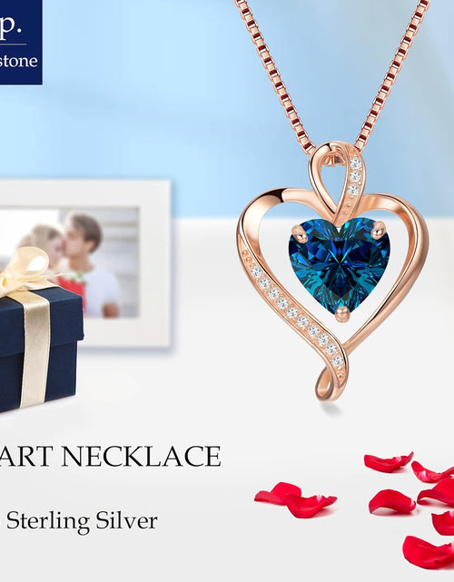 Load image into Gallery viewer, Heart Necklaces for Women 925 Sterling Silver Pendant Jewelry Necklace Silver Rose Gold Love Birthstone Necklace for Her Girlfriend Wife Valentines Day Birthday Women Jewelry Gifts

