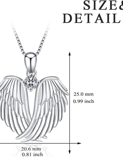 Load image into Gallery viewer, Angel Wings Necklace 925 Sterling Silver Guardian Angel Wings Pendant Necklace Birthstone Necklace for Women Girls Christmas Jewelry Gifts
