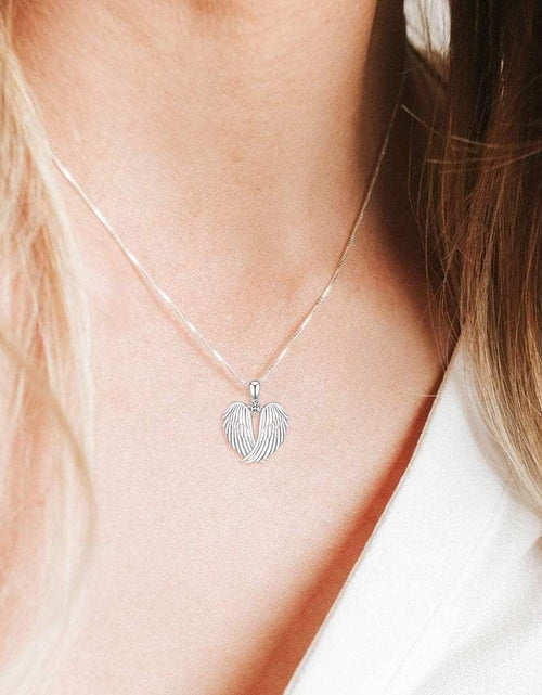Load image into Gallery viewer, Angel Wings Necklace 925 Sterling Silver Guardian Angel Wings Pendant Necklace Birthstone Necklace for Women Girls Christmas Jewelry Gifts
