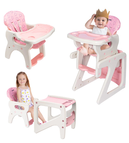 3 in 1 Baby High Chair Convertible Play Table Seat Booster Toddler Feeding Tray