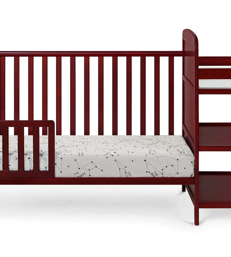 Crib Bedding for Baby, Solid Pine Wood Frame 3-In-Crib and Changing Table Combo, Cribs Can Converts to Toddler Bed or Day Bed, Greenguard Gold Certified, Non-Toxic Finishes, Cherry