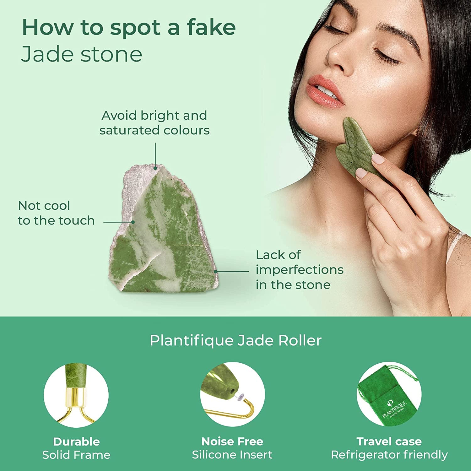 Jade Roller for Face and Gua Sha Facial Tools - Includes Real Jade Roller and Gua Sha Set - Certified Face Roller and Guasha for Your Skin Care Routine