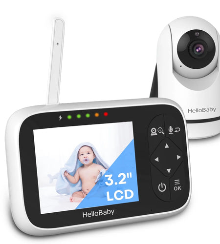 Baby Monitor-Hb6336 with Camera and Audio, 3.2" IPS Color Display, Full Remote Pan Zoom, IR Night Vision, 1000 Ft. Range, Wall Mount, No Wifi Baby Camera Monitor