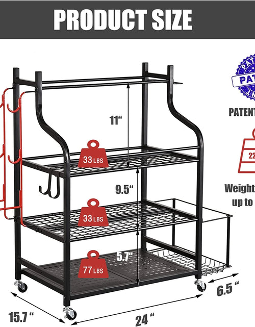 Load image into Gallery viewer, Yoga Mat Storage Racks,Home Gym Storage Rack for Dumbbells Kettlebells Foam Roller, Yoga Strap and Resistance Bands, Workout Equipment Storage Organizer with Hooks and Wheels
