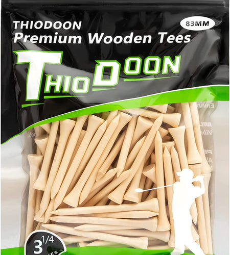 Golf Tees Professional Natural Wood Golf Tees Pack of 100, Golfing Tees Multiple Colors Size 3-1/4 Inch, 2-3/4 Inch or 2-1/8 Inch, Tall Golf Tees Bulk Reduce Side Spin and Friction