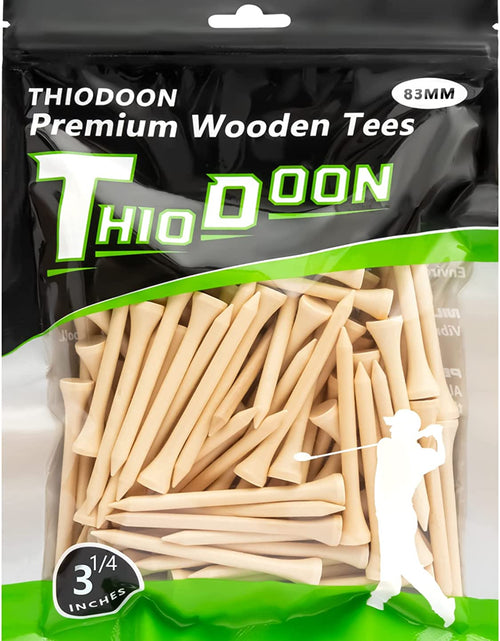Load image into Gallery viewer, Golf Tees Professional Natural Wood Golf Tees Pack of 100, Golfing Tees Multiple Colors Size 3-1/4 Inch, 2-3/4 Inch or 2-1/8 Inch, Tall Golf Tees Bulk Reduce Side Spin and Friction
