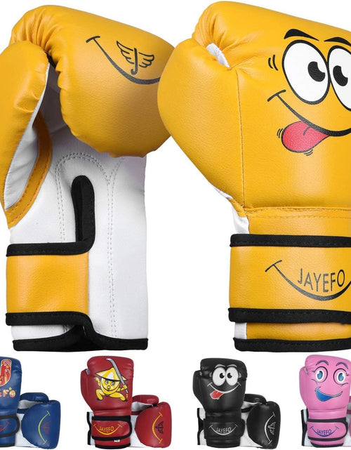 Load image into Gallery viewer, Boxing Gloves for Kids &amp; Children - Youth Boxing Gloves for Boxing, Kick Boxing, Muay Thai and MMA - Beginners Heavy Bag Gloves for Heavy Boxing Punching Bag - 4 and 6 Oz - Black
