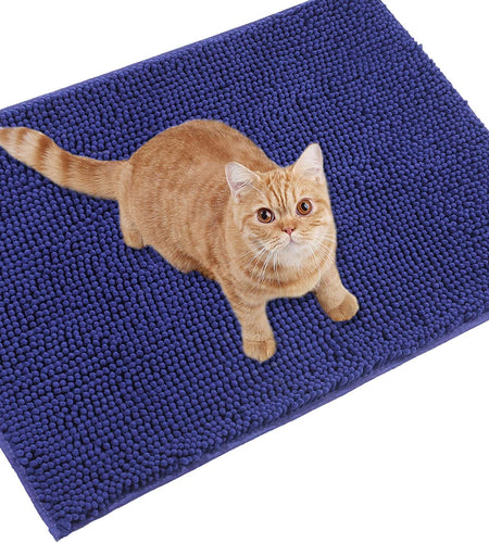 Cat Litter Mat, Litter Trapping Mat, 31"× 20" Cat Kitty Litter Rug with Waterproof Back, Super Soft for Cat'S Paws, Machine Washable, Navy Blue