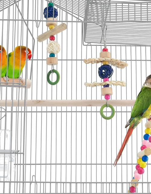 Load image into Gallery viewer, Metal Roof Top Bird Cage Wrought Rolling Birdcage W/Detachable Stand for Medium Small Parrots Parakeets Budgies Cockatiels
