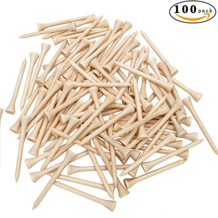 Golf Tees Professional Natural Wood Golf Tees Pack of 100, Golfing Tees Multiple Colors Size 3-1/4 Inch, 2-3/4 Inch or 2-1/8 Inch, Tall Golf Tees Bulk Reduce Side Spin and Friction
