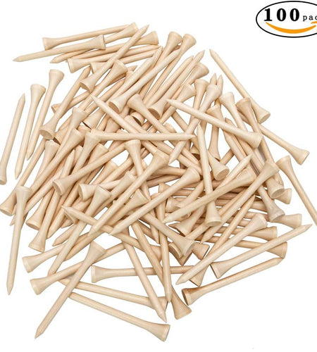 Golf Tees Professional Natural Wood Golf Tees Pack of 100, Golfing Tees Multiple Colors Size 3-1/4 Inch, 2-3/4 Inch or 2-1/8 Inch, Tall Golf Tees Bulk Reduce Side Spin and Friction