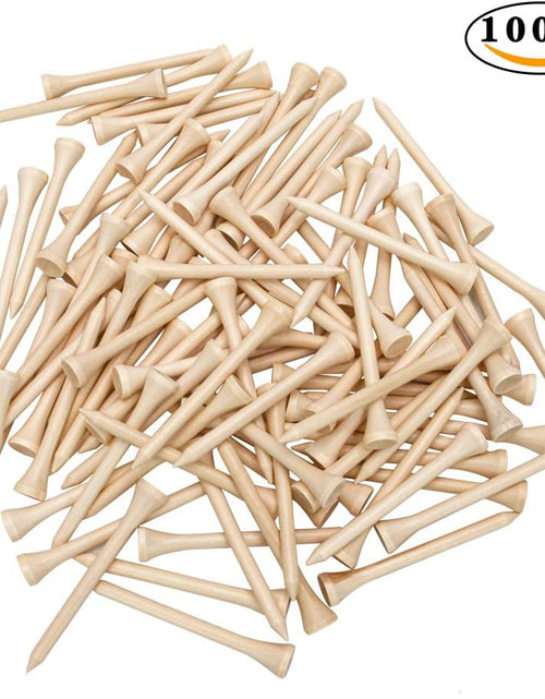 Load image into Gallery viewer, Golf Tees Professional Natural Wood Golf Tees Pack of 100, Golfing Tees Multiple Colors Size 3-1/4 Inch, 2-3/4 Inch or 2-1/8 Inch, Tall Golf Tees Bulk Reduce Side Spin and Friction
