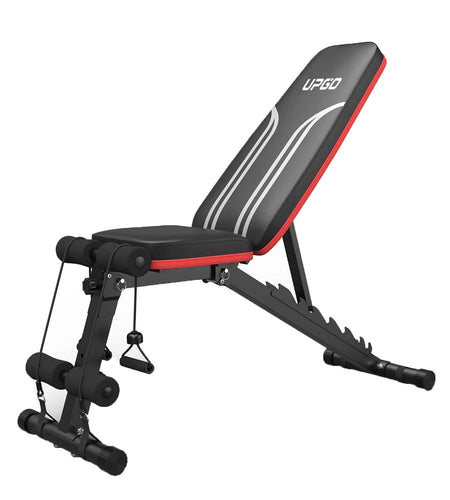 Adjustable Folding Weight Bench for Home Gym, Includes Resistance Bands