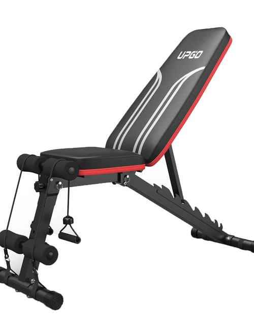 Load image into Gallery viewer, Adjustable Folding Weight Bench for Home Gym, Includes Resistance Bands
