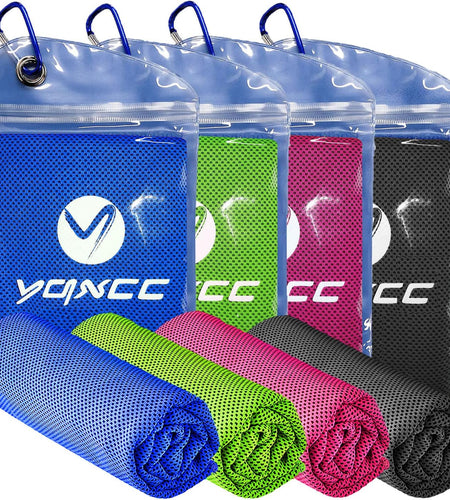 4 Pack Cooling Towel (47"X12") Ice Towel for Neck, Microfiber Cool Towel, Soft Breathable Chilly Towel for Yoga, Golf, Gym, Camping, Running, Workout & More Activities