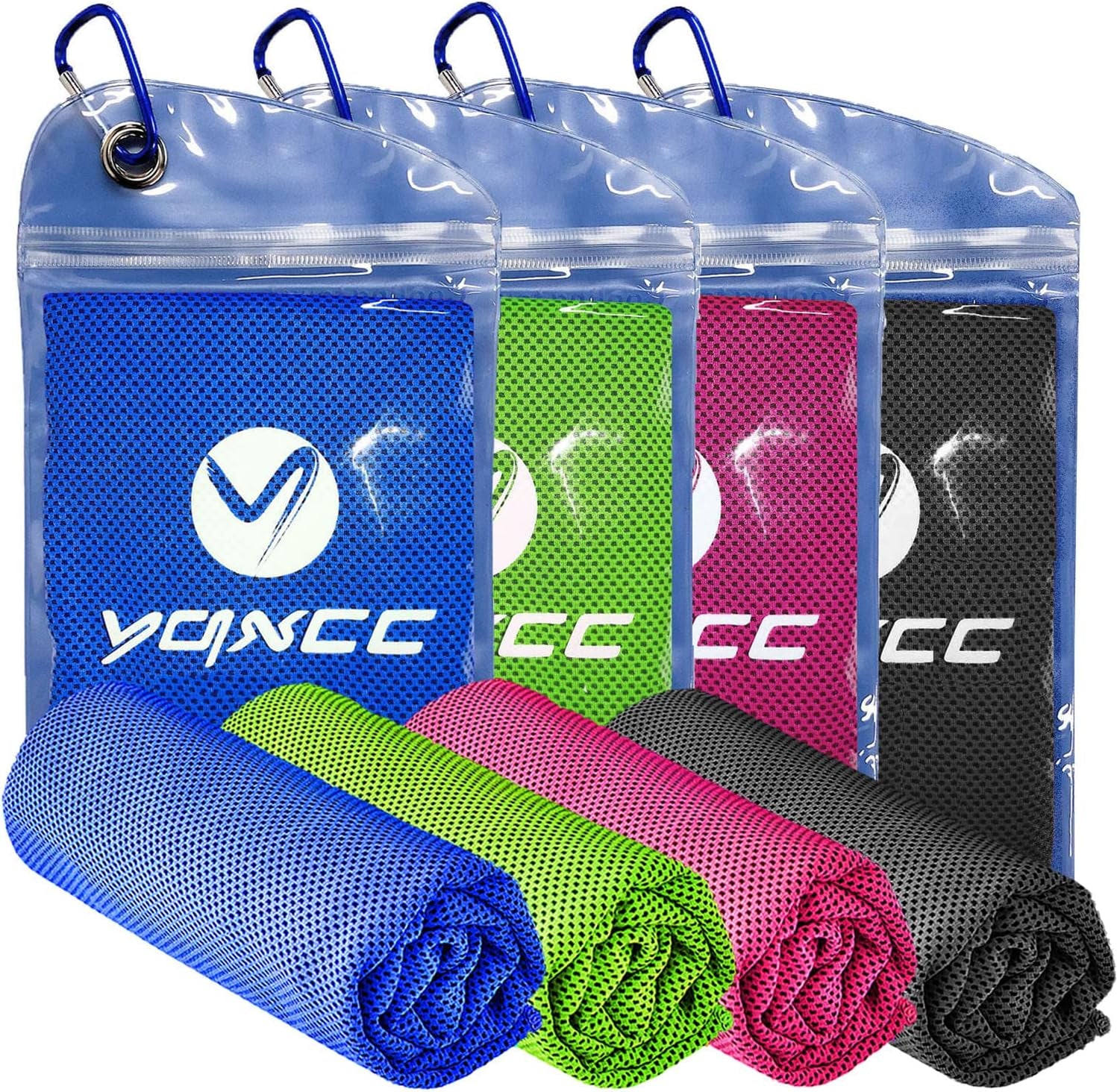4 Pack Cooling Towel (47"X12") Ice Towel for Neck, Microfiber Cool Towel, Soft Breathable Chilly Towel for Yoga, Golf, Gym, Camping, Running, Workout & More Activities