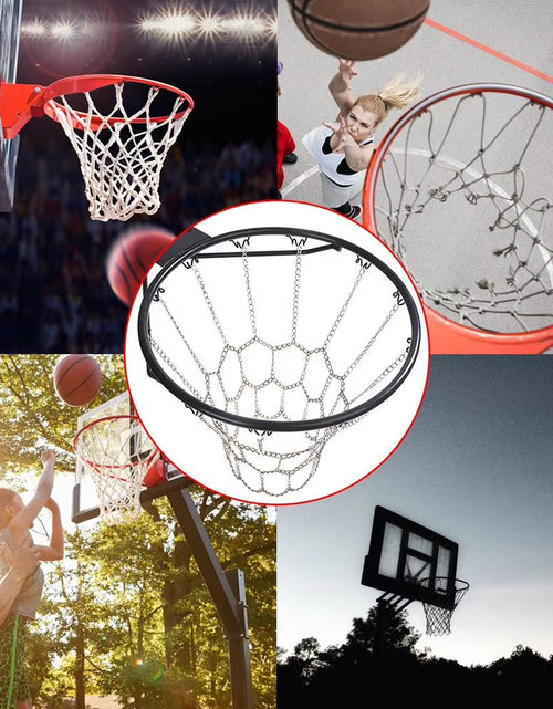 Load image into Gallery viewer, Chain Basket Net Basketball Tennis Bag Sports Heavy Duty Galvanized Steel Chain Basketball Goal Net Durable Standard Hoop

