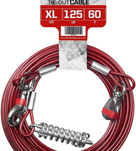 Pet Tie Out Cable for Dogs up to 90/125/ 250 Pounds, 25/30 Feet (125Lbs/ 60Ft/ Trolley)