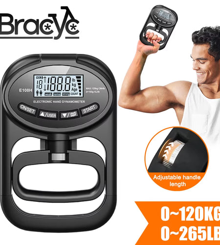 Grip Strength Tester 265Lbs/120Kg Digital Hand Dynamometer Grip Strength Meter USB LCD Screen Hand Grip Dynamometer