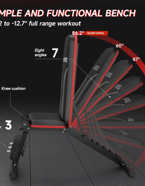 Load image into Gallery viewer, Adjustable Folding Weight Bench for Home Gym, Includes Resistance Bands
