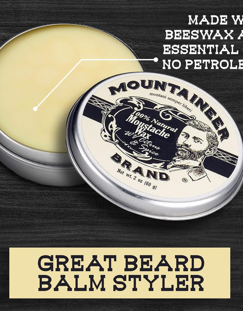 Load image into Gallery viewer, Mustache Wax for Men 100% Natural Beeswax/Plant Based Oils | Grooming Beard Moustache Wax Tin | Long-Lasting Hold | Smooth, Condition, Styling Balm | Citrus &amp; Spice 2Oz
