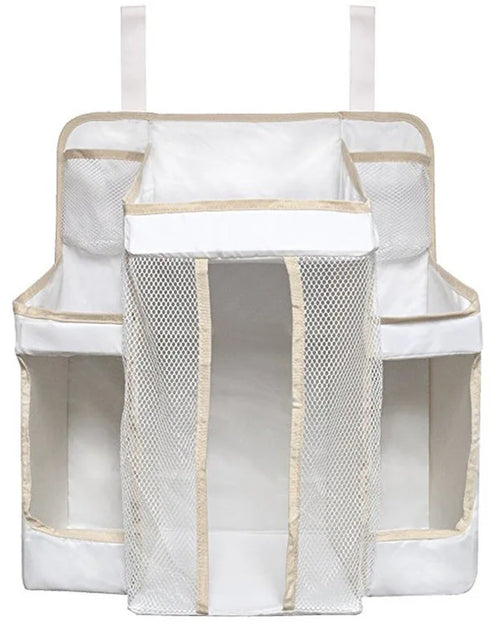 Load image into Gallery viewer, White/Gray Oxford Portable Baby Bed Hanging Storage Bag Toy Diapers Pocket Bedside Organizer Infant Crib Bedding Set Organizer
