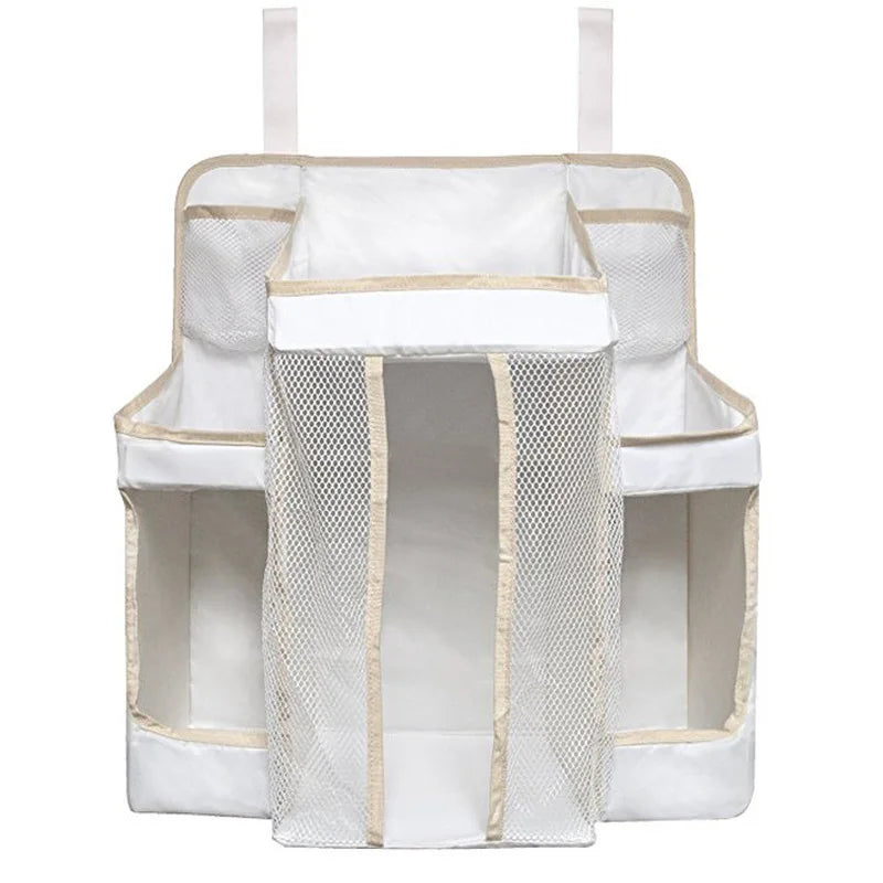 White/Gray Oxford Portable Baby Bed Hanging Storage Bag Toy Diapers Pocket Bedside Organizer Infant Crib Bedding Set Organizer
