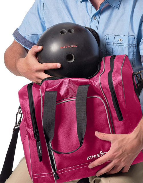 Load image into Gallery viewer, Bowling Bag for Single Ball - Single Ball Tote Bag with Padded Ball Holder - Fits a Single Pair of Bowling Shoes up to Mens Size 14
