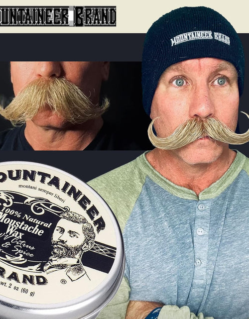 Load image into Gallery viewer, Mustache Wax for Men 100% Natural Beeswax/Plant Based Oils | Grooming Beard Moustache Wax Tin | Long-Lasting Hold | Smooth, Condition, Styling Balm | Citrus &amp; Spice 2Oz
