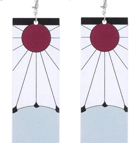 Anime Kamado Tanjiro Hanafuda Earrings - Kimetsu No Yaiba Hanafuda Earrings - Cosplay Accessories for Womens Girls