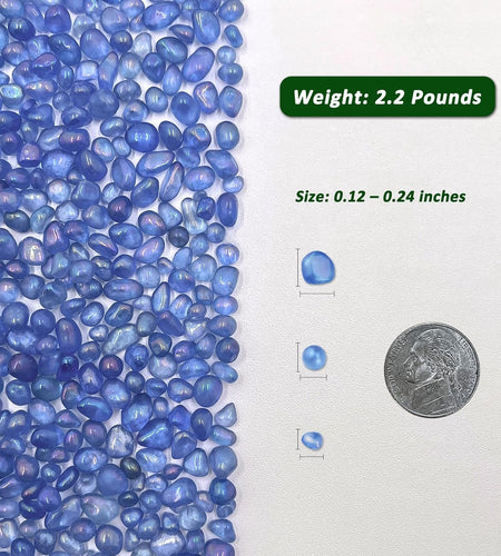 2.2 Lbs Small Aquarium Substrate Gravel Sand, Polished Smooth Fish Tank Gravel, Colorfast Uncoated Vibrant Blue Sea Glass, Decorative Stones for Vase Fillers, Fairy Garden, Potted Plants