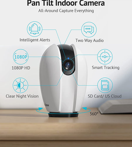 Indoor Security Camera,1080P Home Security Camera with Sound & Motion Detection, 360° Baby Monitor with Phone App, WIFI Pet Camera, 2-Ways Audio, Night Vision, Sd&Cloud Storage,Works with Alexa