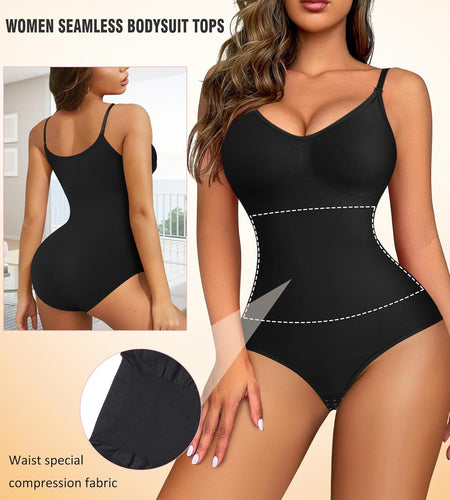Women Slimming Bodysuits Shapewear Tops Tummy Control Body Shaper Spaghetti Strap Camisole Leotards Bodycon Jumpsuit