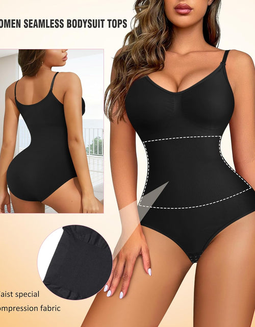 Load image into Gallery viewer, Women Slimming Bodysuits Shapewear Tops Tummy Control Body Shaper Spaghetti Strap Camisole Leotards Bodycon Jumpsuit
