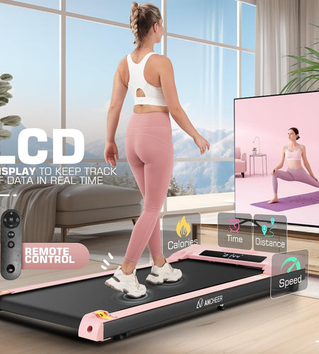 Walking Pad 2.5HP under Desk Treadmill 300Lbs Weight Capacity with Remote Control, Compact Electric Treadmill for Home/Gym/Office with LED Screen, Ultra-Quiet/Installation-Free