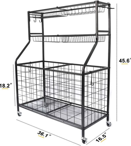 Sports Equipment Organizer, Ball Storage Rack, Garage Ball Storage, Sports Gear Storage, Rolling Sports Ball Storage Cart