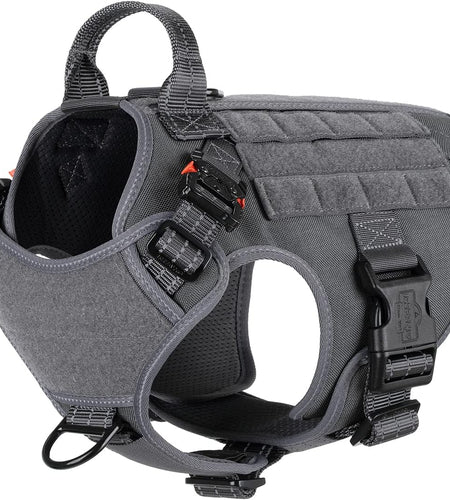 Tactical Dog Harness ,Medium Size, 2X Metal Buckle,Working Dog MOLLE Vest with Handle,No Pulling Front Leash Clip,Hook and Loop Panel