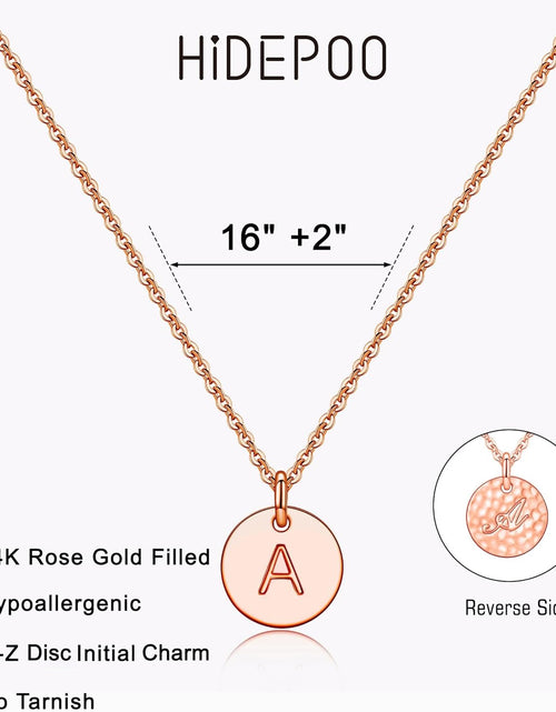 Load image into Gallery viewer, Mothers Day Girls Gifts for Daughters, 14K Gold Filled Dainty Disc Double Side Engraved Hammered Initial Necklace Personalized Letter Pendant Initial Necklaces Mother Day Jewelry Gifts for Women Girls
