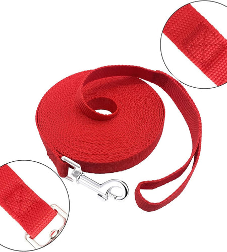 15Ft 20Ft 30Ft 40Ft 50Ft Long Dog/Puppy Lead Obedience Recall Training Dog Leashes for Small Medium Dogs Camping, Training, Play, or Backyard (15 FT, Red)