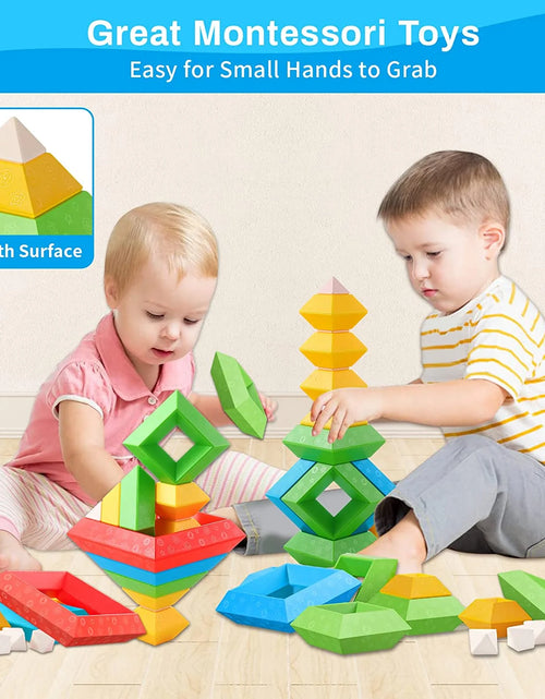 Load image into Gallery viewer, Toddler Stacking Building Blocks Educational Toys, Montessori Activities Learning Toys for 1 2 3+ Year Old, Sensory Toys Gifts for Toddler 1-3Y Boys &amp; Girls, 30 Piece Set
