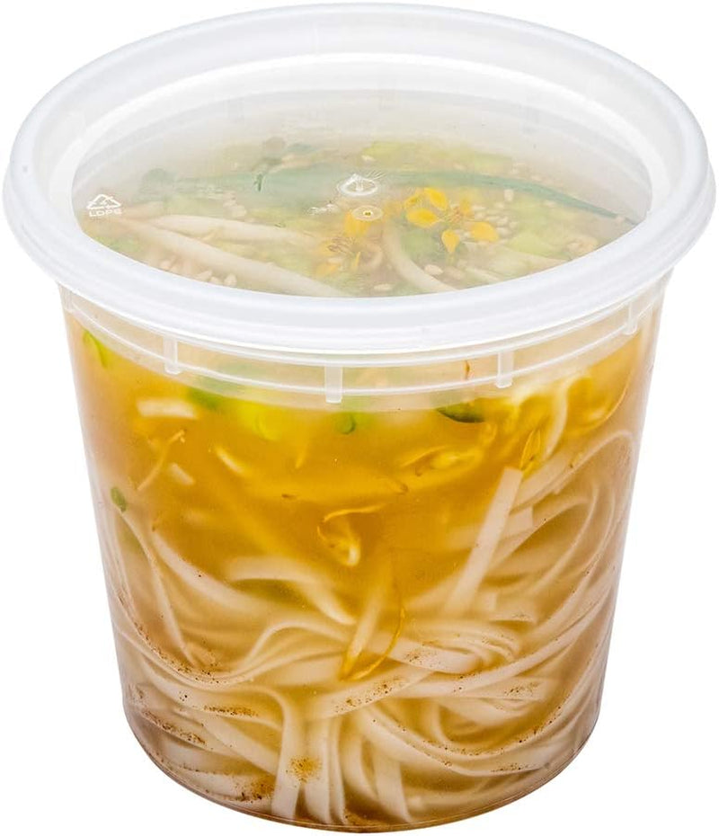 Asporto Microwavable To-Go Container - BPA Free round Soup Container with Clear Plastic Lid - Catering & Takeout - 24 Oz - Clear - Plastic - Disposable - 100Ct Box