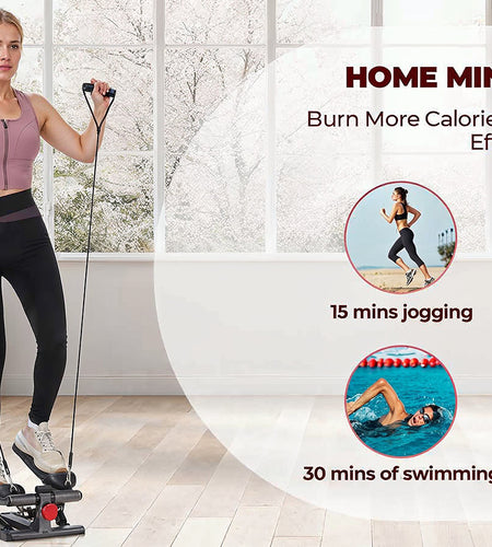 Mini Steppers for Exercise Workout Stepper Exercise Machine Stepperwith LCD Monitor with Resistance Bands Exercise Step Aerobic Stepper Stair Stepper Indoor