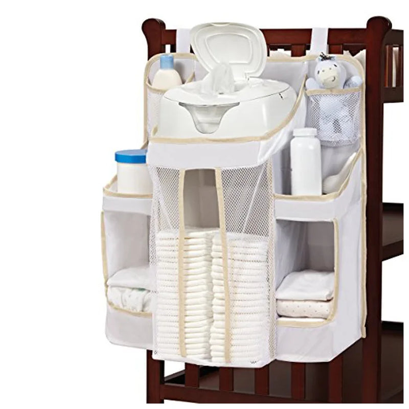 White/Gray Oxford Portable Baby Bed Hanging Storage Bag Toy Diapers Pocket Bedside Organizer Infant Crib Bedding Set Organizer