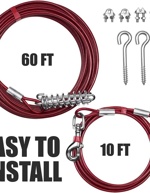Load image into Gallery viewer, Pet Tie Out Cable for Dogs up to 90/125/ 250 Pounds, 25/30 Feet (125Lbs/ 60Ft/ Trolley)
